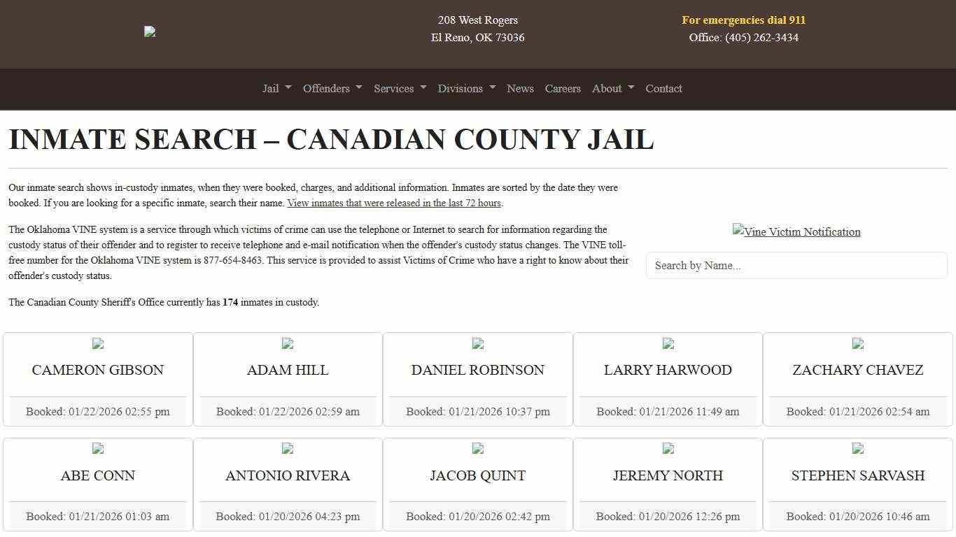 Inmate Search Canadian County Sheriff's Office